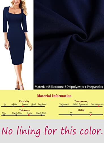 Image of VFSHOW Womens Vintage Square Neck Work Office Business Dress Elegant Casual Cocktail Party Church Bodycon Pencil Sheath Dress