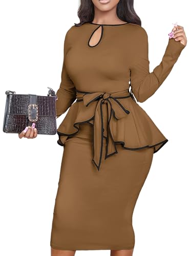 Image of Women's Bodycon Vintage Dresses Elegant Peplum Dresses for Women Business Work Office