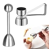 Eierköpfer Edelstahl 2er Set – Präziser Eierschalensollbruchstellenverursacher als Eieröffner für weiche und harte Eier – Sauberes Öffnen ohne Splittern