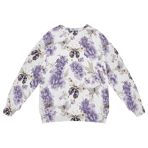 JUNZAN Rustic Lavender White Little Kids Pullover Hoodie Crewneck Fall Tops Shirts Sports 4T2