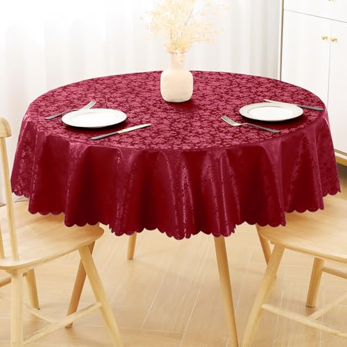 Image of Smiry Round Waterproof Heavy Duty Vinyl Tablecloths, 60 x 60 Inch