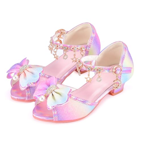 Image of Little Girls Princess Wedding Sandals Children's Crystal High Heels Dress Shoes Performance Evening Party Flower Girl Formal Dress Shoes Toddler Big Kid Toddler