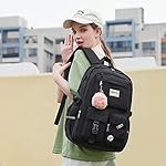 abshoo Big Student Laptop Backpack For College Women Middle High School Teen Girls Bookbag Travel Daypack (Black) - Image 2