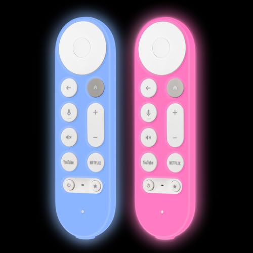Coque Google TV Streamer 4K 2024 silicone phosphorescent - LEFXMOPHY protection télécommande rose