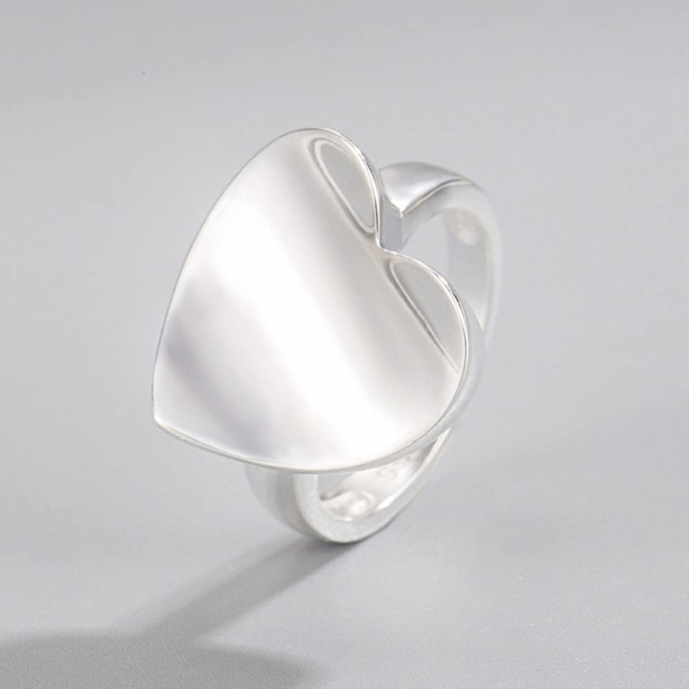 Anello Regolabile,S925 Anello In Argento Sterling A Forma Di Cuore Anelli Regolabili Minimalista Anello Aperto Argento Anello Per Il Pollice Anello Eterno Fascino Di Nozze Gioielli Regali Per Uomini