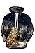 Haloon Unisex Simulation Printed Galaxy Pocket Drawstring Hooded Sweatshirt