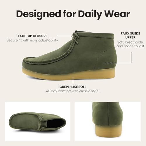 Image of Amali Casual Chukka Boots for Men, High-Top, Lace Up Suede Men's Shoes, Desert Boots with Crepe Rubber Sole