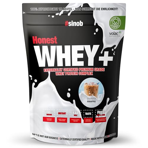 #sinob Whey Protein Pulver aus irischer Weidemilch (Grass Fed) - 820 g cremiges, instant lösliches Eiweiss Protein Pulver - für eine eiweißreiche Ernährung - Sojafrei – Made in Germany - Eiskaffee