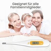 femometer Digitales Fieberthermometer, Rektal, Oral, Achselthermometer Fieber Thermometer für Baby Kinder Erwachsene, Genaue und Schnelle Ablesungen, Wasserdichte Sonde, orange – Ansicht 5