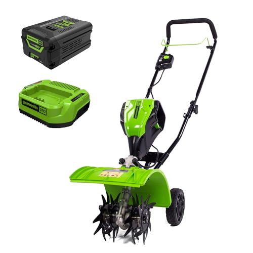 Greenworks 60V 8 Cordless Cultivator/Tiller + 4.0Ah Battery and Charger