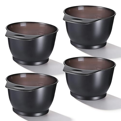 Qulkws 4 Pack Hair Color Bowl Hair Color Mixing Bowls Hairs Dye Bowles Transparent Black Applicator Bowls Hairs Dyeing Coloring Tools for Home Salon