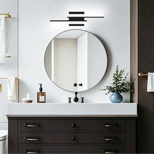 Image of Bathroom Light Fixtures: 18-Inch Modern Bathroom Vanity Light ETL Certificated 5CCT Optional Wall Lights Over Mirror 20W, LED Vanity Light Bar 0-100% Dimmable - Wall Light Fixtures, 2 Pack
