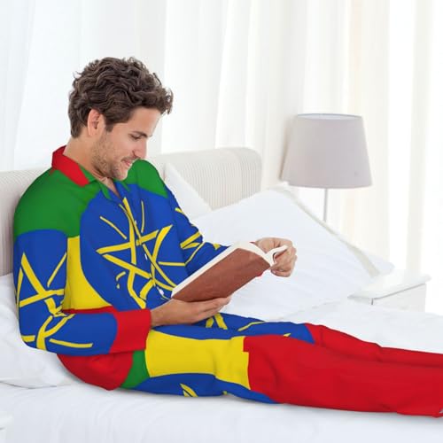 Pyjama Éthiopie col cranté ensemble de nuit léger et doux - 3