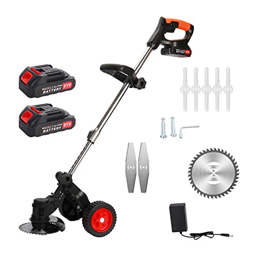 Kripyery 21V 2000mAh Electric Rotary Lawnmower, Electric Rotary Lawn Mower, Electric Wheeled Lawn Mower, 3 in 1 Cordless Grass Trimmer, Electric Hover Lawn Mower, Electric Grass Trimmer and Edger