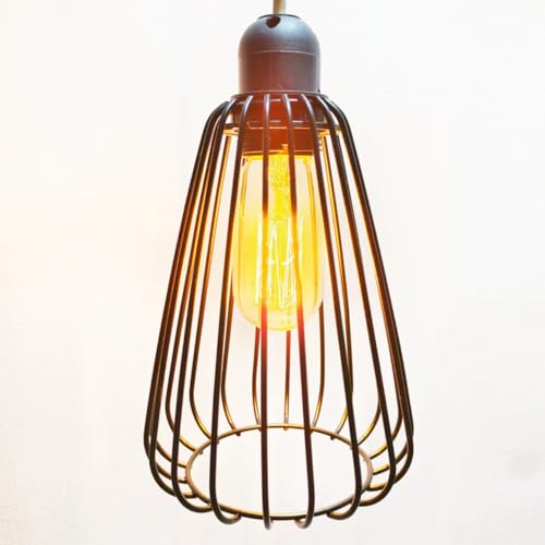 Image of Retro Metal Lampshade 7.09X5.12 Inch Hollow-Out Wire Cage Drop Shape Decorative Mesh Lamp Shade for Pendant Ceiling Light and Wall Fixture