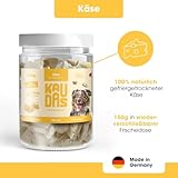 KAUDAS KäsePur Natursnack – 2 x 150g gefriergetrockneter Käse Leckerli Hund mit hohem Proteingehalt, 100% natürlicher Hundesnack aus 326g Rohgewicht – ohne Zucker, Getreide & Zusatzstoffe