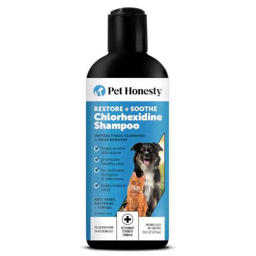 Pet Honesty Chlorhexidine Cat & Dog Seasonal Itch Relief Shampoo, for Allergies, Itching, Skin and Coat Supplement, Helps Shedding, Hot Spots, Deodorizing Dog Shampoo & Grooming Supplies,16oz