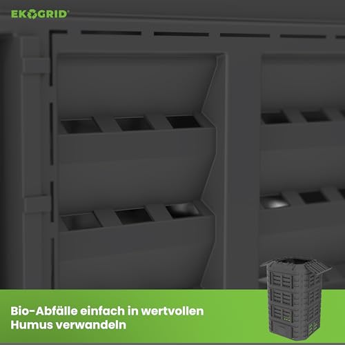 Composteur de jardin modulaire 1120 L EKOGRID avec aération continue noir