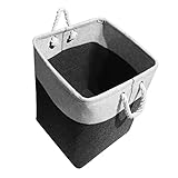 Miorkly Wäschekorb Filz Eckig, Aufbewahrungskorb Groß Filz Top Stabile Stützkonstruktion, Wäschekorbe Kinderzimmer, Premium Filzkorb Flaschensammler, Schwarz Grau Aufbewahrungskorbe, Laundry Baskets