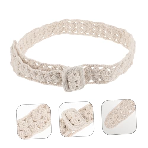 Woven Cotton Waist Belt for Women Stylish Macrame Design for Dresses Casual Wear Wide Belt for Summer Fashion Chic and Versatile Accessory Beige4
