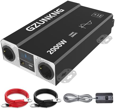 JIGUUN 1000W Reiner Sinus Wechselrichter 12V/230V Mit 30A Ladegerät & USV