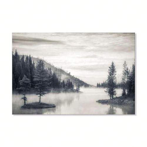 Toile murale lac brumeux pour rompre la monotonie des murs vides de salon