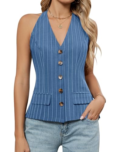 Amazon.com: Blooming Jelly Womens Vest Tops V Neck Button Down