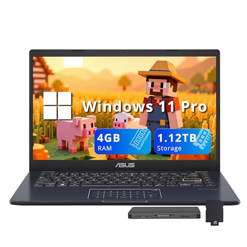 Image of ASUS Vivobook Go 14 inch FHD Laptop, Intel Celeron N4500, 4GB RAM, 1.12TB Storage (128GB eMMC + 1TB Docking Station Set), Intel UHD Graphics, HD Camera, Number Pad, Wi-Fi 5, Win 11 Pro, Star Black