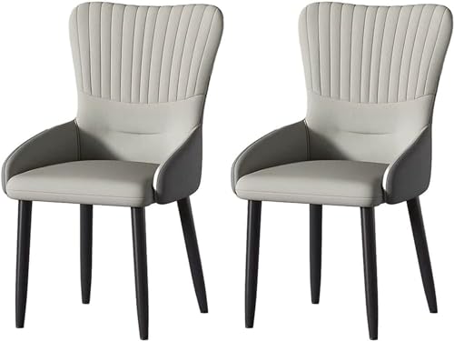 SJIALEN Restaurant Chairs 2PCS,Home Kitchen Dining Chairs Carbon Steel Chair Frame Back Stools Hotel Makeup Chairs Backrest Stool Kitchen Chair (Color : Light Gray, Size : Technology Cloth)