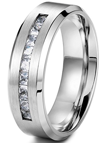 Jstyle Jewelry 8MM Titanium Rings for Men Wedding Engagement Rings Promise Size 11