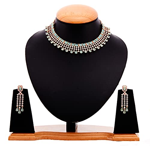 Floral Choker Necklace Set and Earrings