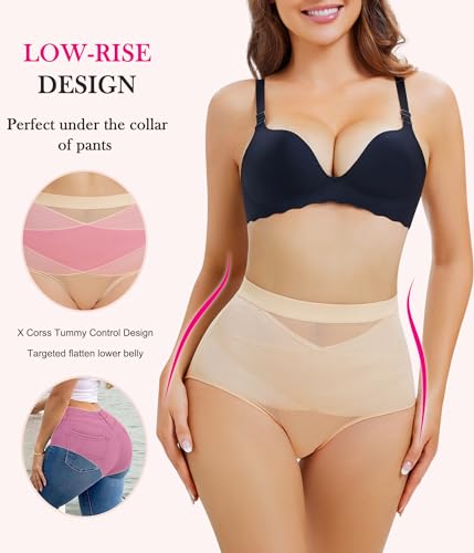 Image of Nebility 2 Piece Tummy Control Shapewear Butt Lifting Underwear for Women Lower Belly Waist Trainer Seamless Faja Body Shaper