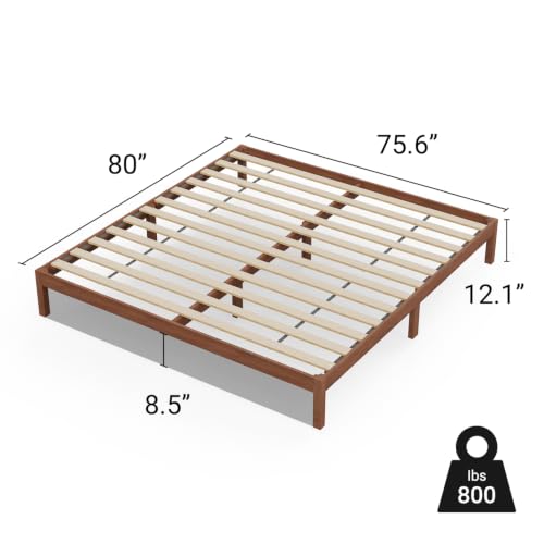 Image of LIFEMENT King Bed Frame Classic Wood Platform, Noise Free, Under Bed Storage, No Box Spring Needed, Easy Assembly, New Walnut