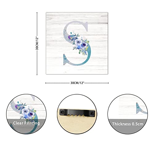 Lettre S en bois effet marbre premium - Monogramme floral raffiné - 3