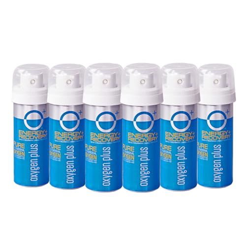 Oxygen Plus – O+ Mini 6 Pack | Portable Oxygen Can | Filled with 99.5% Pure O2 | Natural Wellness Supplement to Boost Energy & Recovery | 5+ Uses Per 1.55 Liter Cans