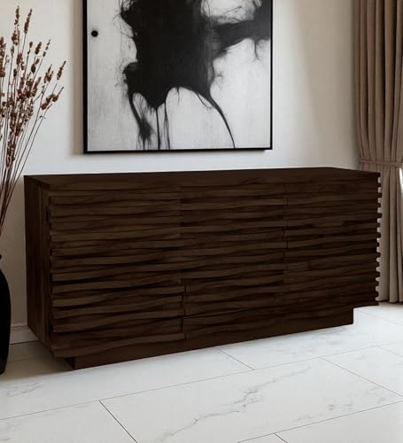 Image of The Attic Artic Sideboard, Multipurpose Cabinet for Kitchen and Living Room Storage, Crockery Storage, Solid Acacia Wood, Walnut Matte Finish