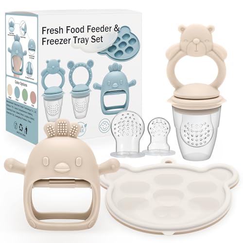 CLDY Alimentador de frutas para bebés, moldes para congelador de paletas de leche materna, contenedores de almacenamiento de alimentos para bebés, bandejas de congelador de alimentos para bebés para