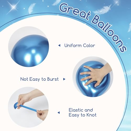 60pcs Blue and White Balloons 12inch with Pastel Pearl Light Blue Confetti White Balloons for Bridal Baby Shower Wedding Birthday Party Decorations - Thumbnail 3