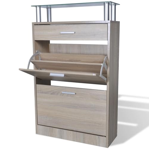 Snsowed Mueble Zapatero con un cajón y y Estante, Mueble Zapatero, Zapateros Grandes, Mueble Auxiliar, Muebles De Armario, Armario Auxiliar, Superior de Vidrio