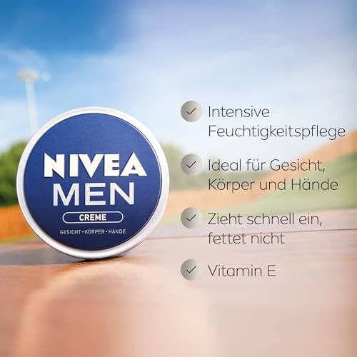 NIVEA MEN Creme, pflegende Hautcreme mit Vitamin E für intensive Feuchtigkeit,Hautpflege für Männer, ideal für Körper, Gesicht und Hände (150 ml)