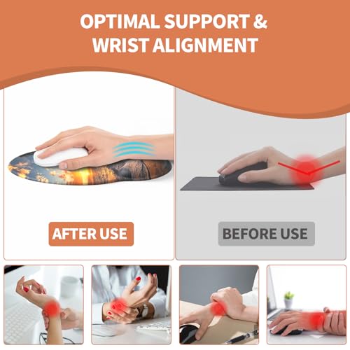 Image of eulps Mouse Pad with Wrist Rest, Comfortable Computer Mousepad with Gel Wrist Support Smooth Surface and Non-Slip PU Base for Pain Relief, Laptop, Office & Home (Sunset)