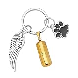Kaeltsyn Collar con colgante de urna cilíndrica de acero inoxidable, joyería conmemorativa, llavero decorativo, adorno incluido para mascotas
