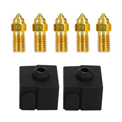 Creality 3dプリンター ノズル Ender 3 V3 SE 専門用 真鍮製 4*0.4mm 1*0.6mm 1*0.8mm + 2*シリコーン 断熱 カバー 高流量押出機ノズル 6個入り 高速印刷 Ender3V3SE 3dプリンタ本体 パーツ