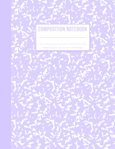 Lilac Marble Composition Notebook: Wide Ruled | 110 Numbered Pages | 8.5