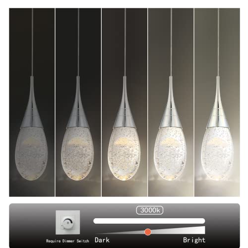 JoollySun Mini Crystal Pendant Light: Modern Dimmable 3-Color(3000k-6000k) LED Pendant for Kitchen Island Bathroom - Polished Chrome - Image 5