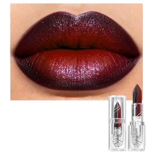 Depuplum Red Matte Lipstick Glitter Black Lipstick for Women One Stroke Two Tone