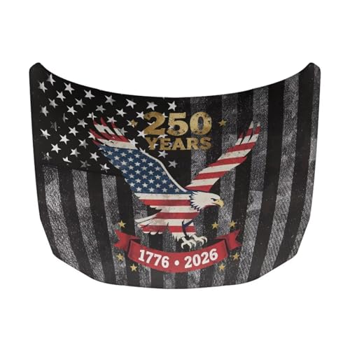 Image of USA 250th Birthday Print Car Hood Cover Stretchable Car Hood Wrap Blankets Vehicles Banner Auto Decorations for Compact Sedans SUV Trucks (59x39 Inch)