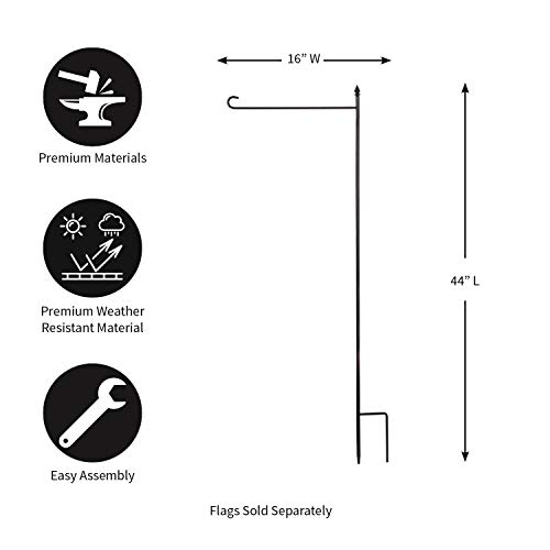 Evergreen Flag Shipping Friendly Black Iron 4-Piece Garden Flag Stand - 16" W x 44" H - Thumbnail 7