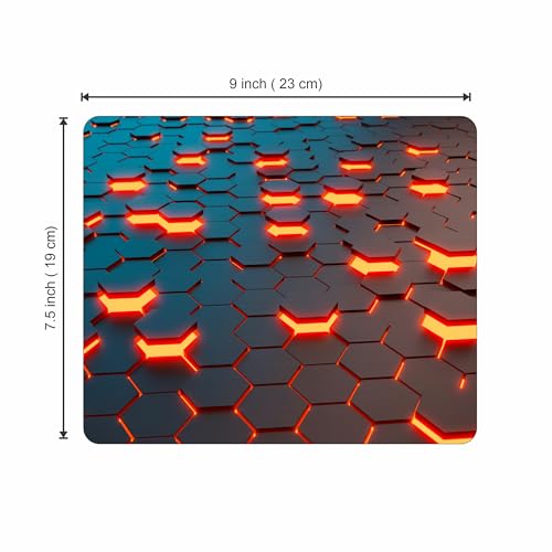 Image of My Print Shop Geometric Hexagon Gaming Mouse Pad 9 x 7.5 Inch, 3mm Thick Non-Slip Rubber Base Mouse Pad, Futuristic Neon Design for Gaming, Office & Laptop Use