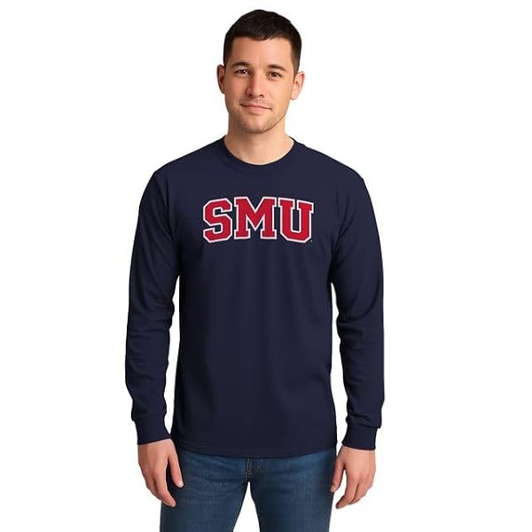 Barnesmith Southern Methodist University SMU Mustangs Long Sleeve Adult Unisex T-Shirt, Classic, Navy, Small by Barnesmith - Image 2